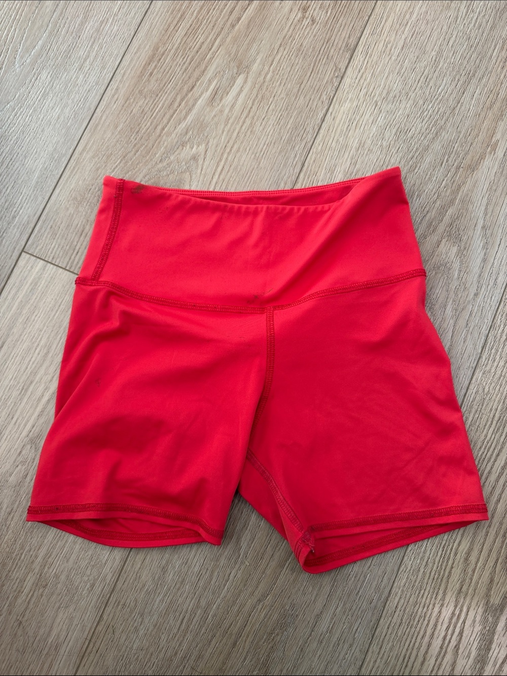 Women’s High-Rise Red Athletic Bike Shorts